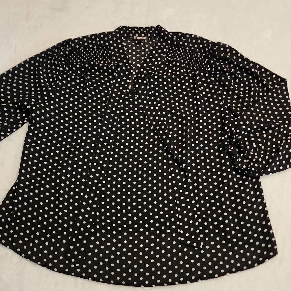 3 For $18 By Design Women's Black with White Polka Dots 3/4 Sleeve Size 2X 
